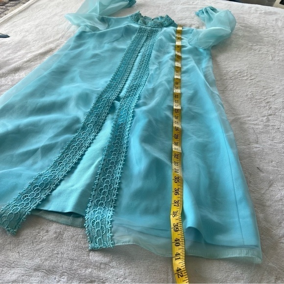 VINTAGE 1970s Shift Dress With Balloon Sleeves and Vest - Picture 12 of 12